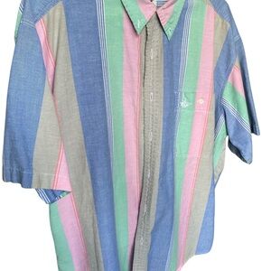 🤍Vintage Dockers Casual Striped Short-Sleeve button up.
